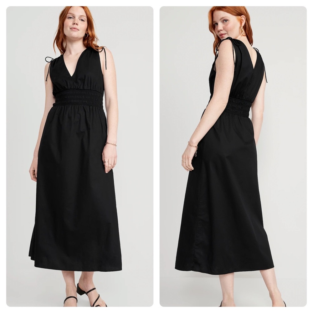 NWT Old Navy Fit & Flare Sleeveless Tie-Shoulder Smocked Maxi Dress 2X
